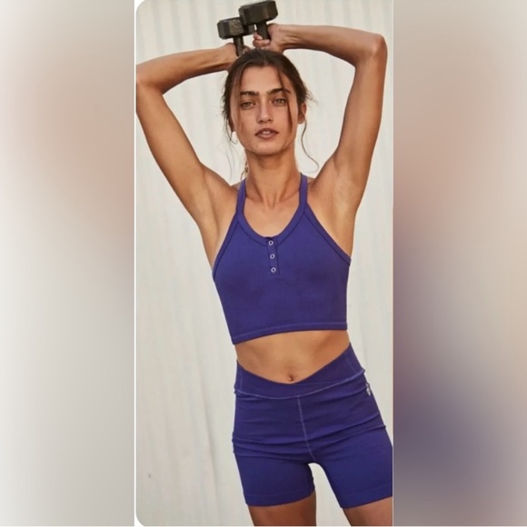 FREE PEOPLE | ✨NWOT✨ Free Throw Henley Tank in Blue * - Picture 2 of 5